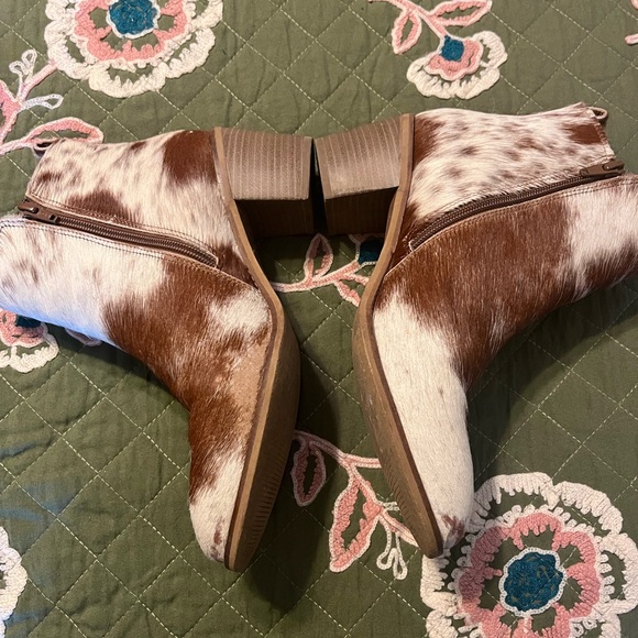 Myra Cowhide Ankle Boots - Brown & White Haircalf Booties size 10 - Picture 4 of 8